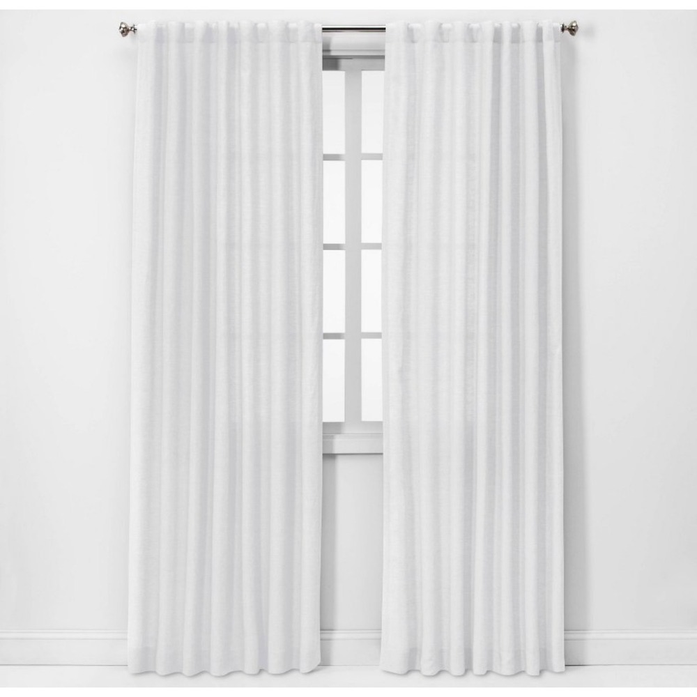 NWT 1 54"x84" Light Filtering Linen Window Curtain Panel White - Threshold